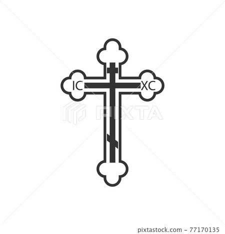 Orthodox cross icon. Flat design. Vector illustration. Orthodox cross icon. Flat design. Vector illustration. 77170135