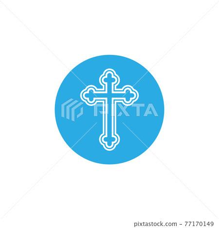 Orthodox, religion, christian cross icon. Vector illustration, flat design 77170149