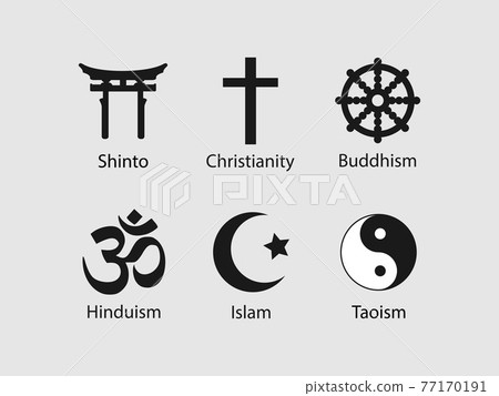 Religious symbols icon set. Vector illustration, flat design. 77170191