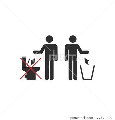No toilet icon, No littering in toilet sign. Vector illustration, flat design No toilet icon, No littering in toilet sign. Vector illustration, flat design 77170299