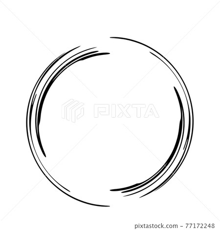 Round grunge frame isolated on white background. Black circle ink border. Round grunge frame isolated on white background. Black circle ink border. 77172248