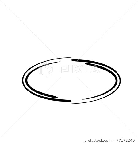 Oval grunge frame isolated on white background. Black ellipse ink border. 77172249