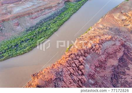 Canyon of Colorado River - sunrise aerial view 77172826