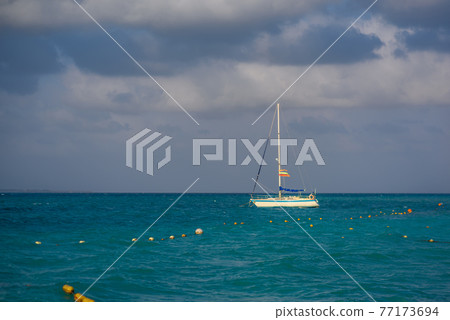 Sailboat in the sea luxury summer adventure, active vacation. Sailboat in the sea luxury summer adventure, active vacation. 77173694