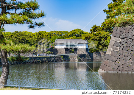東京皇居外苑江戶城坂下門的城市景觀 77174222
