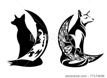 fox and crescent moon for sweet dreams nighttime vector concept decor 77174696