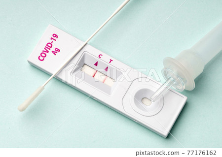 Rapid test device for COVID-19 virus close-up 77176162