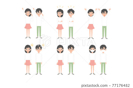 Illustration material Children's facial expression set Whole body Illustration material Children's facial expression set Whole body 77176482