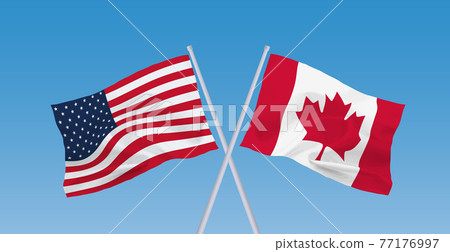 加拿大和美國國旗 77176997