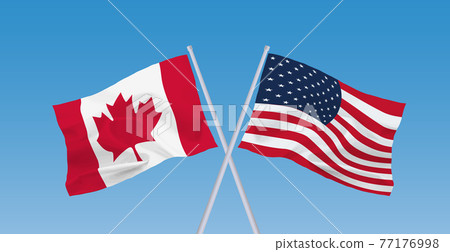 加拿大和美國國旗 77176998