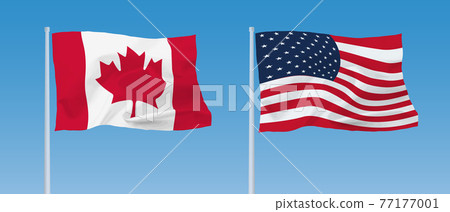 Canadian and American flags 77177001