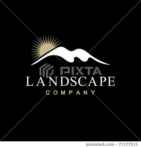 Simple Modern Mountain Landscape Logo Design Vector   Silhouette Simple Modern Mountain Landscape Logo Design Vector   Silhouette 77177513