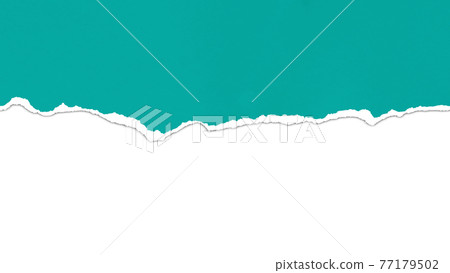 Blue paper torn horizontally with soft shadows for split text on a white background. 77179502