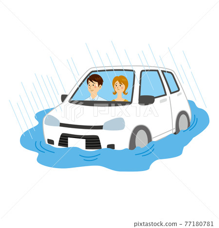 Men and women in flooded cars 77180781