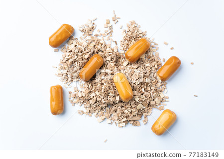 Smoked cheese white background 77183149