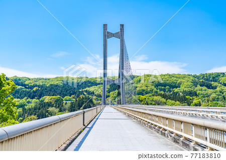 Cityscape of Saitama Chichibu Scenery with Chichibu Park Bridge (Chichibu Harp Bridge) Cityscape of Saitama Chichibu Scenery with Chichibu Park Bridge (Chichibu Harp Bridge) 77183810