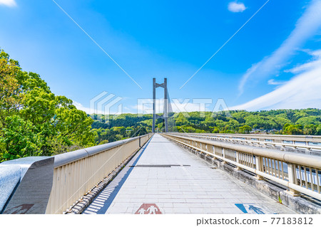 Cityscape of Saitama Chichibu Scenery with Chichibu Park Bridge (Chichibu Harp Bridge) 77183812