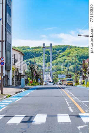 Cityscape of Saitama Chichibu Scenery with Chichibu Park Bridge (Chichibu Harp Bridge) 77183820