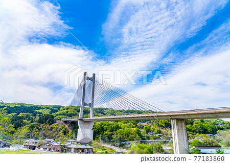 Cityscape of Saitama Chichibu Scenery with Chichibu Park Bridge (Chichibu Harp Bridge) 77183860