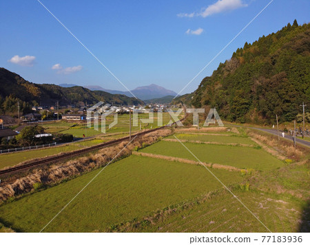 Aerial view of the Nippou Line at the foot of Mt. Kirishima 77183936