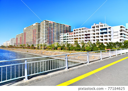 View toward Meikai Bridge from Hinodebashi / Sakai River (Urayasu City, Chiba Prefecture) [2020.12] 77184625