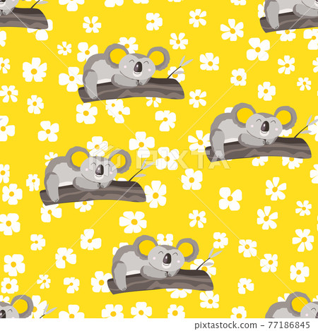 Seamless pattern with cute koala baby and... - Stock Illustration ...