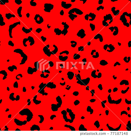 Abstract modern leopard seamless pattern. Animals trendy background. Red and black decorative vector stock illustration for print, card, postcard, fabric, textile. Modern ornament of stylized skin Abstract modern leopard seamless pattern. Animals trendy background. Red and black decorative vector stock illustration for print, card, postcard, fabric, textile. Modern ornament of stylized skin 77187148