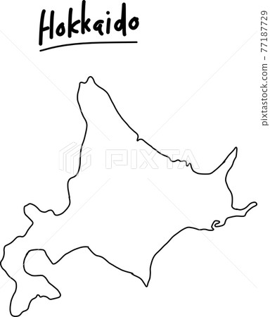 Fashionable handwritten map illustration of Hokkaido 77187729