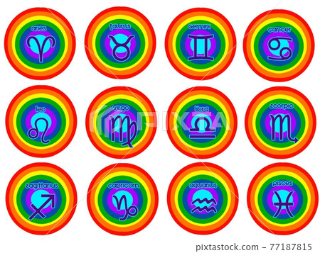 Rainbow color 12 constellation image icon on white background Rainbow color 12 constellation image icon on white background 77187815