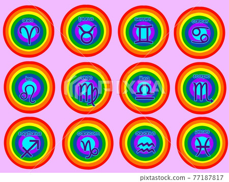 Iridescent 12 constellation image icon with pink background Iridescent 12 constellation image icon with pink background 77187817