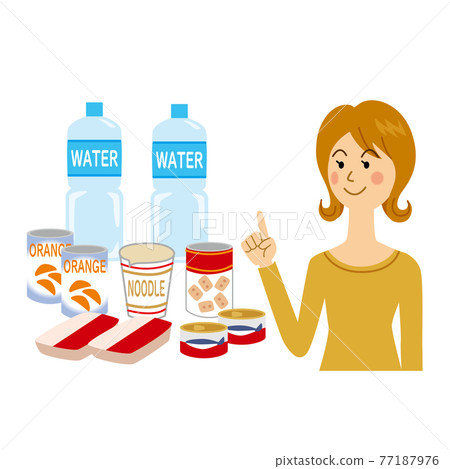 Woman stockpiling food 77187976