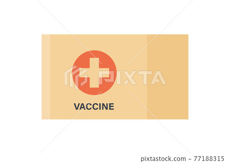 Box of coronavirus vaccine. Delivery of the vaccine to the hospital. Anti virus campaign. Isolated vector illustration on flat style in white background Box of coronavirus vaccine. Delivery of the vaccine to the hospital. Anti virus campaign. Isolated vector illustration on flat style in white background 77188315