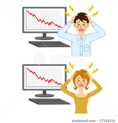 Men and women shocked by falling stock prices Men and women shocked by falling stock prices 77188316
