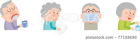 Prevention of infectious diseases in the elderly: gargling, hand washing, masks, disinfection 77188690
