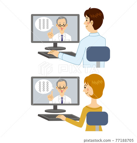 接受在線醫療的男性和女性 77188705