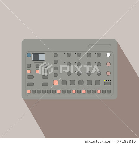 Synthesizer flat square icon with long shadows. Synthesizer flat square icon with long shadows. 77188819