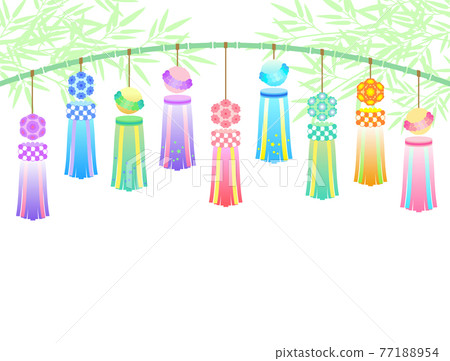 Illustration of Tanabata Bamboo Decorations 77188954