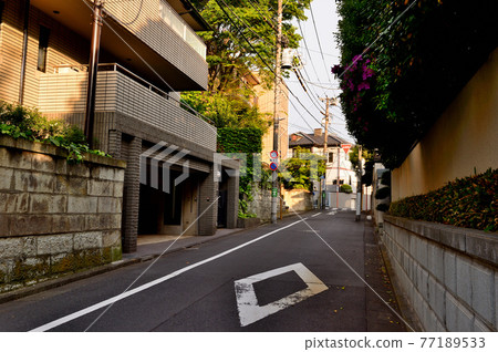 東京代代木上原站周圍安靜的高級住宅區的風景 77189533
