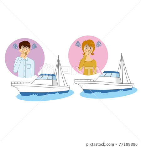 Men and women with seasickness 77189886