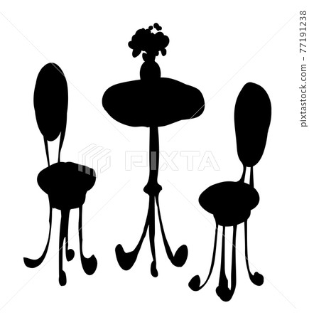Table and chairs . Vector drawing Table and chairs . Vector drawing 77191238