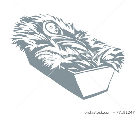 Newborn baby Jesus. Vector drawing 77191247