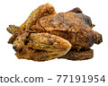 A genuine roast chicken on a white background. Perfect shot for healthy diets, cooking and breeding. 77191954
