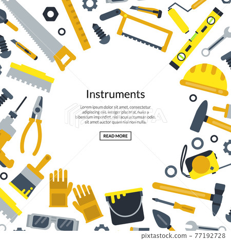 flat construction tools with place for text illustration flat construction tools with place for text illustration 77192728