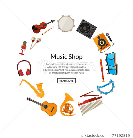 cartoon musical instruments in circle 77192819