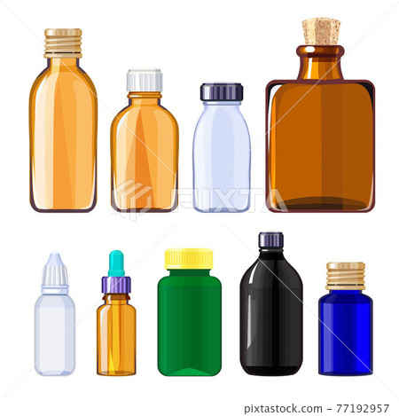 Bottles for drugs and pills. Medical bottles for liquid drugs 77192957