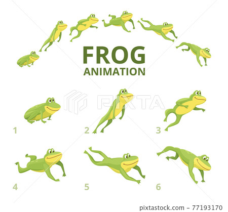Frog jumping animation. Various keyframes for... - Stock Illustration  [77193170] - PIXTA