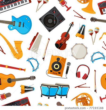 cartoon musical instruments pattern or background illustration 77193188