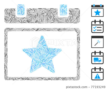 Line Collage Favourites Calendar Page Vector Icon 77193249