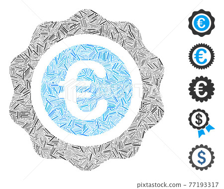 Line Mosaic Euro Quality Seal Vector Icon Line Mosaic Euro Quality Seal Vector Icon 77193317