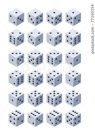 Dice for play. Various isometric 3d pictures of dice for games Dice for play. Various isometric 3d pictures of dice for games 77193354